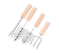 BESTonZON 4pièces Mini-Outils Jardinage Manches Bois Maison Poupée Râteaux Pelles Râteaux Gazon Miniatures Agricoles Décoration Jardins Zen