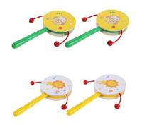 BESTonZON 4pièces Tambour Bois Rotatif Pour Garçon Fille Musical Avec Motifs Lion Et Hibou Éducatif Pour Éveil Des Nourrissons