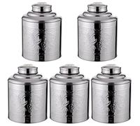 BESTonZON 5 Pièces Boîte à Thé Boîte à Sucre Pot De Nourriture Bocal En Métal Avec Couvercle Café De Sucre Thé Café Récipients Suite En Vrac Acier