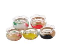 BESTonZON 5 Pièces Miniature Fish Bowls with Realistic Goldfish Figurines for Dollhouse Aquarium Decoration Tiny Fake Fish Tanks for Desktop Fairy Garden and Scene Ornaments