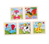 BESTonZON 5 pièces Puzzle Bois Animaux Cartoon Jouets Éducatifs pour Garçon Fille Puzzle Bois et Ludique pour Garçons et Filles Jeu Éveil Précoce avec Coq Vache Lapin et Girafe