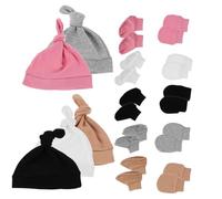 BESTonZON 5ensembles Bonnet Et Moufles Pour Garçon Fille Chaussettes Incluses Né Fille Ou Garçon Mois Conception Anti-griffures
