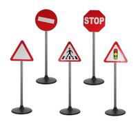 BESTonZON 5pièces Jouets Éducatifs Signaux Routiers pour Garçon Fille Jeu Précoce Sécurité Routière Modèles Panneaux Signalisation Jeu Imaginatif Extérieur