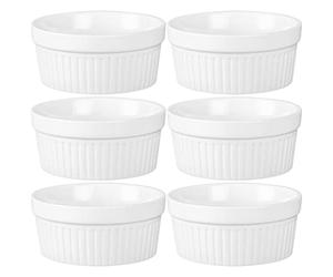 BESTonZON 6 Pièces Ramequins En Porcelaine 2. 5 Pouces Allant Four Petits Plats Pour Crème Brûlée Trempette À Glacée Et Sauces Tasse En Céramique Blanc Mini Bols De Cuisson