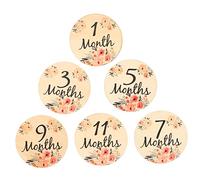 BESTonZON 6pièces Cartes Mensuelles Bois Pour Disques Double Face Avec Motif Floral Accessoires Photo Mémorables Pour Capturer Les Étapes Du Année