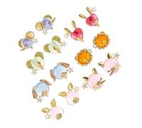 BESTonZON 7 Paires de Puces d'Oreilles Décoratives Animaux en Cuivre Plaqué 18K Or Pierres Colorées Motifs Éléphant Lapin Koala Lionceau Cochon Chien Chat Boucles d'Oreilles pour