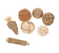 BESTonZON 7pièces Boules Herbe à Mâcher pour Lapins Jouets De Dentition Rotin pour Petits Animaux Accessoires De Cage pour Hamsters Et Gerbilles