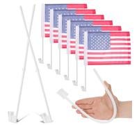 BESTonZON 8 Pièces Mât de Drapeau de Voiture en Plastique Blanc, Installation Facile, Support Robuste pour Fenêtres de Voitures et Camions Lors de Défilés et Célébrations Patriotiques