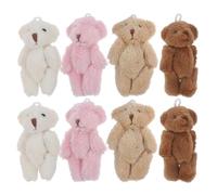 BESTonZON 8 pièces Mini Ours Peluche Porte Clés Animaux Doux pour Thèmes de Shower Décorations de Fête Rose Blanc Marron Jouets Peluche pour Accessoires DIY