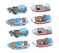 BESTonZON 8 Pièces Miniature Resin Sailing Boat Ornaments Mediterranean Style Mini Fishing Ship Models for Aquarium Fairy Garden Beach Theme Micro Landscape Decorations