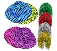 BESTonZON Accessoires De Fête Lumineux Chapeaux à Imprimé Animal Et Perruques à Paillettes Ensemble 4 Pièces Taille Unique Pour Adultes Soirées Déguisées Carnavals Photomaton