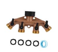 BESTonZON Adaptateur Robinet Laiton Voies pour Tuyau Arrosage Jardin Séparateur Étanche et Connecteur Rapide Corrosion Distributeur avec Vannes pour Multiples Tuyaux