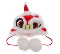 BESTonZON an pour Animaux Casquette Décorative Rouge Motif Lion Dansant Accessoire Cosplay Adorable pour Chiens