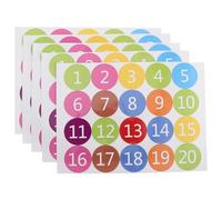 BESTonZON Autocollants Chiffres Ronds Numérotés en Pvc Auto-adhésifs, Lot de 5 Feuilles, Couleurs Vives, Étanches, pour Bureau, Maison, Préscolaire et Marquage de Position