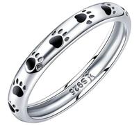 BESTonZON Bague en Argenté 925 Empreinte de Patte D’Animal Anneau Simple Unisexe Taille 9 Bague Créative pour Amoureux des Animaux Bijoux pour Homme et Femme Présent Original pour