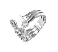 BESTonZON Bague Ouverte Note de Musique Réglable en Alliage Léger avec Pierres Brillantes Bijou Femme pour Fêtes Anniversaires et Usage Quotidien