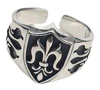BESTonZON Bague Ouverte pour Homme Punk Vintage en Acier Titane Inoxydable, Bague Ajustable Rétro Créative, Anneau Décoratif pour Hommes, Style Original pour Fêtes et Tenues Quotidiennes