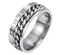 BESTonZON Bague Unisexe en Acier Titane Rotative Chiffres Romains Taille 7 Couleur Argentée Bague Chaîne Créative pour Homme Bijou Décoratif Adapté pour Soirée et Mariage