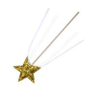 BESTonZON Baguette de Fée Étoile en Bois Doré avec Ruban, Accessoire de Déguisement pour Fêtes et Cosplay, Baguette Magique Décorative 1 Pièce Adaptée aux Jeux de Rôle et Spectacles