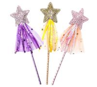 BESTonZON Baguettes De Fée Scintillantes pour Filles Garçon Et Filles 3 Pièces Petite Taille Jaune Rose Violet Baguette Étoile Pailletée Accessoire Cosplay Fête Anniversaire Halloween