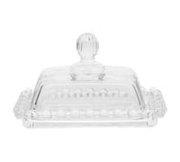 BESTonZON Beurrier Plat à Beurre Classique avec Couvercle Élégant en Verre Transparent pour Conserver le Beurre Frais , pour Noël et Mariages