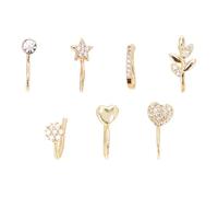 BESTonZON Bijoux Clip Nez Dorés 7 Pièces En Cuivre, Anneaux Sans Piercing Pour Usage Quotidien Et Festivals, Accessoires Mixtes Pour Femmes Et Hommes