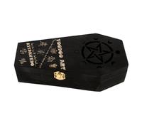 BESTonZON Boîte à Bagues en Bois Noire de Cercueil Fermeture à Verrou Petite Boîte à Bijoux Gothique pour Halloween Coffret Présent Transportable pour Boucles D’Oreilles et Friandises