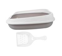 BESTonZON Boîte à Litière Semi Fermée pour Chat Bac à Litière Éclaboussures avec Pelle Facile à Nettoyer Design Ouvert pour Entretien Rapide pour et Petits Animaux Gris