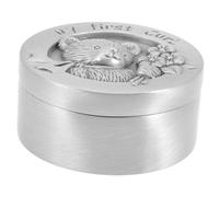 BESTonZON Boîte à Souvenirs pour Bébé Boîte à Cheveux Fœtaux Ronde en Métal Rangement Cheveux Fœtaux -Né Motif Dessin Animé Présent Souvenir Garçon et Filles Compact et Portable