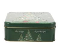 BESTonZON Boîte de Noël en Fer-blanc Vintage Verte Couvercle Boîte à Biscuits Vide pour Emballage Présent pour Biscuits et Chocolats Coffret Présent Festif pour Fêtes de Fin D’année