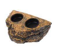 BESTonZON Bol Alimentation et Eau pour Reptiles Double Compartiment Résine Imitation Roche Distributeur Alimentaire et Hydratant pour Geckos Lézards et Tortues