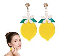 BESTonZON Boucles D’oreilles Citron en Strass Brillants, Bijoux D’oreilles en Acrylique Jaune, Gouttes Auriculaires Mode Été, Femme, Fête et Anniversaire, Taille Unique, Style Aléatoire
