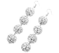 BESTonZON Boucles D'oreilles Boule Disco Pendantes Fantaisie en Perles Blanches K, Bijoux pour Femmes, Soirée et Fête, Effet Miroir Longue Taille Élégante
