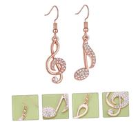 BESTonZON Boucles d'Oreilles Créatives Pendantes pour Femmes en Alliage Couleur Or Rose Design Note de Musique Légères et Confortables Bijoux Décoratifs Idéals Usage Quotidien
