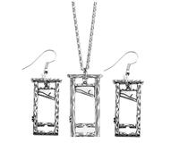 BESTonZON Boucles D'oreilles Gothiques Guillotine et Collier Pendentif Vintage Noir, Ensemble Bijoux Halloween pour Clavicule, Accessoires Foncés Rock Hip-hop, Présent Thème Soirée