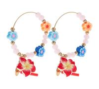 BESTonZON Boucles d'Oreilles Hawaïennes pour Femmes à Motif Floral en Pâte Polymère Légères et Délicates Couleur Multicolore Plage Fêtes Estivales