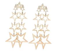BESTonZON Boucles d'Oreilles Longues Étoiles en Alliage Doré Puces d'Oreilles et Délicates pour Femmes Bijoux Légers et Élégants pour Usage Quotidien et Occasions Spéciales
