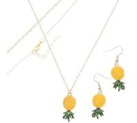 BESTonZON Boucles d'Oreilles Pendantes Ananas et Collier Ananas pour Femmes Ensemble Bijoux Fruités en Métal Léger Présent Estival pour Usage Quotidien et Fêtes