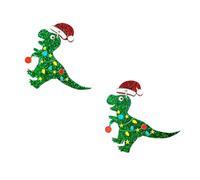 BESTonZON Boucles D'oreilles Pendantes de Noël Dinosaure Flocons et Clochettes, Décorations D'oreilles Festives pour Femmes, Accessoire pour Fêtes et Costumes de Noël, 1 Paire