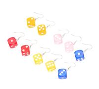 BESTonZON Boucles d'Oreilles Pendantes Dés Colorés en Plastique Hypoallergénique Lot de 5 Pièces Taille Moyenne Accessoires Mode Femme pour Fêtes et Déguisements Couleur Couleur Aléatoire