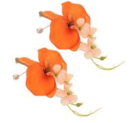 BESTonZON Boutonnières de Mariage 2 Pièces Boutonnières en Fleurs Artificielles Orange Accessoire Décoratif pour Costume de Marié et Fête Corsages Élégants pour Cérémonie et Réception