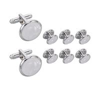 BESTonZON Boutons de Manchette Homme Ronds en Coquillage Blanc pour Chemises Habillées à Poignets Mousquetaires Accessoires Costume Formel Mariage Soirée Affaires Coffret Présent Élégant