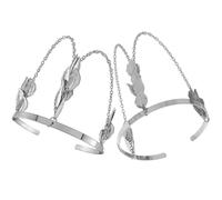 BESTonZON Bracelet Manchette en Métal Argenté, Bijou de Bras à Motif Feuilles, Lot de 2 Pièces, Léger et Ajustable, Femme, Accessoire Mode pour Occasions Spéciales