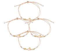 BESTonZON Bracelet Tissé Lapin Doré 4 Pcs Lanière D'amitié Corde Coton pour Adolescentes Mode Nouvel An Anniversaire