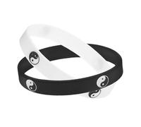BESTonZON Bracelets Yin Yang En Caoutchouc Pour Femmes Et Hommes 2 Pièces Style Chinois Tai Chi 6.5 Cm Accessoire De Poignet Hypoallergénique Et Léger