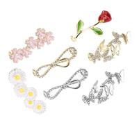 BESTonZON Breloques pour Lacets de Baskets Décoratives 7 Pièces, Strass et Fleurs en Métal Doré et Blanc Doré, Accessoires Féminins pour Chaussures, Clip Décoratif Polyvalent et Léger