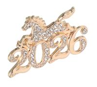 BESTonZON Broche Cheval Strass Dorée Année du Cheval 2026 Épingle de Revers pour Adultes Unisexe Symbole Feng Shui Nouvel An Chinois Bijou de Collection Festive et Amulette