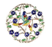 BESTonZON Broche Émaillée à Motif Animal Double Oiseaux et Couronne de Fleur en Alliage Cristaux Accessoire de Décoration pour Vêtements Paquet et Chapeaux Présent Féminin Élégant