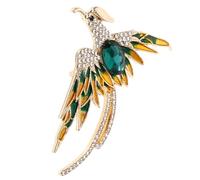BESTonZON Broche en Alliage de Zinc de Phénix avec Cristaux Verts Broche Décorative pour Châle Manteau et Robe de Mariée Épingle à Ornement Féminine pour Fêtes et Cérémonies