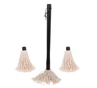 BESTonZON Brosse à Badigeonner Le Gril Grosse Taille Manche en Bois de Caoutchouc, 2 Têtes de Rechange Incluses, Accessoire Barbecue Polyvalent pour Sauce, Marinade et Style Aléatoire